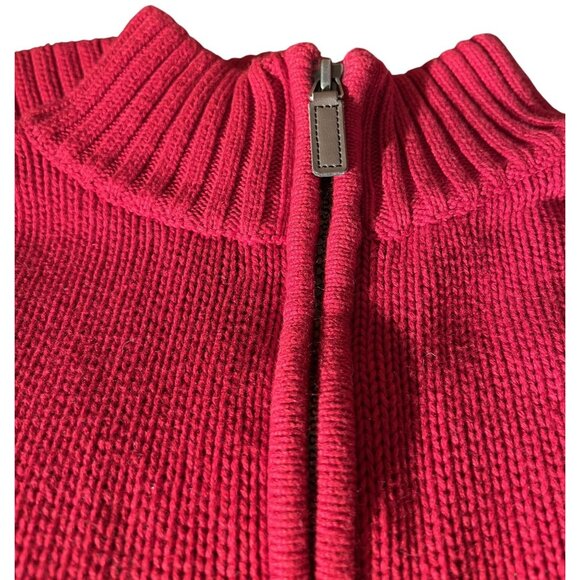 Polo CHAPS Mock Turtle Neck Red Quarter Zip 100% Knit Cotton Sweater Mens Large - Picture 4 of 14